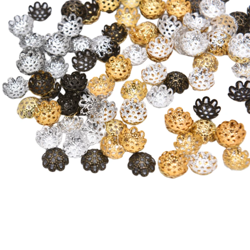 

200Pcs/Set Hollow Flower Findings Cone End Beads Cap Filigree Loose Spacer Bead For DIY Jewelry Finding Making Accessories