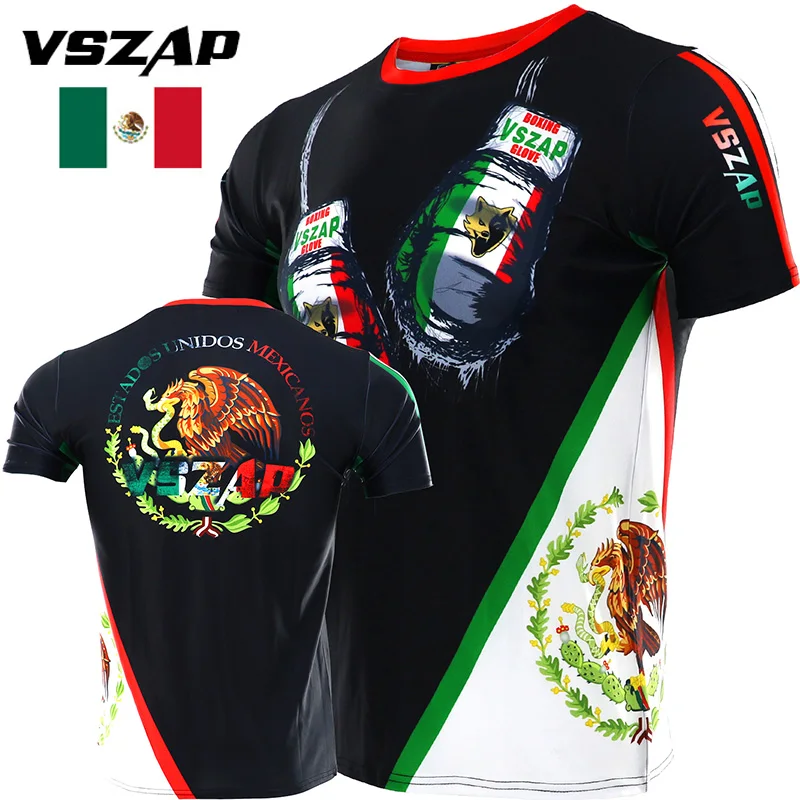 

VSZAP MMA Mexico Camouflage Fitness Breathable Skinny Boxing Jerseys Tiger Muay Thai Jiu Jitsu T Shirt Mma Rashguard Boxing
