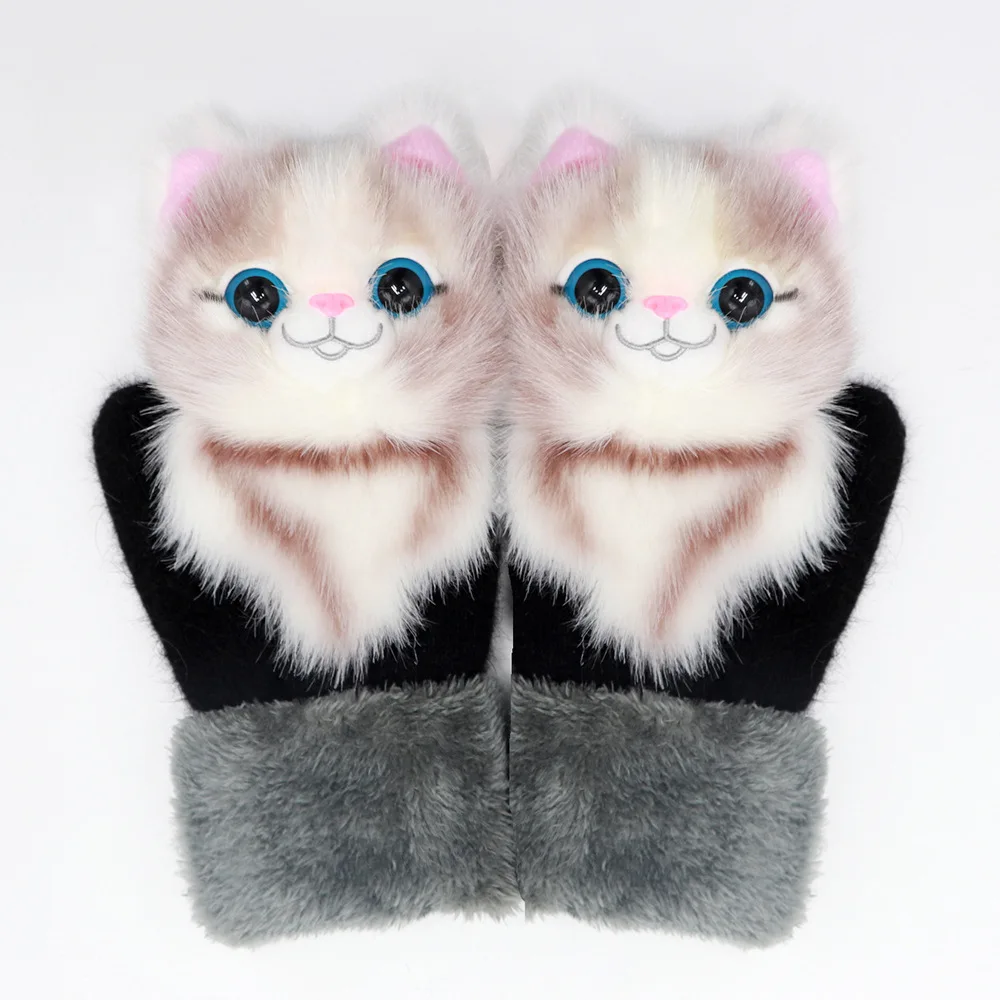 

Женские зимние перчатки, женские уличные плотные 3D перчатки с мультяшными собаками, утепленные перчатки для мужчин и женщин, рождественски...