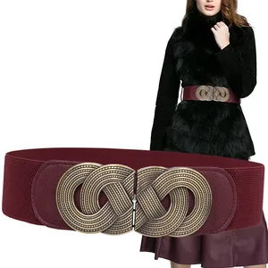 Ремень женский H3304, широкий, корейский, эластичный, с металлической пряжкой, 6 см