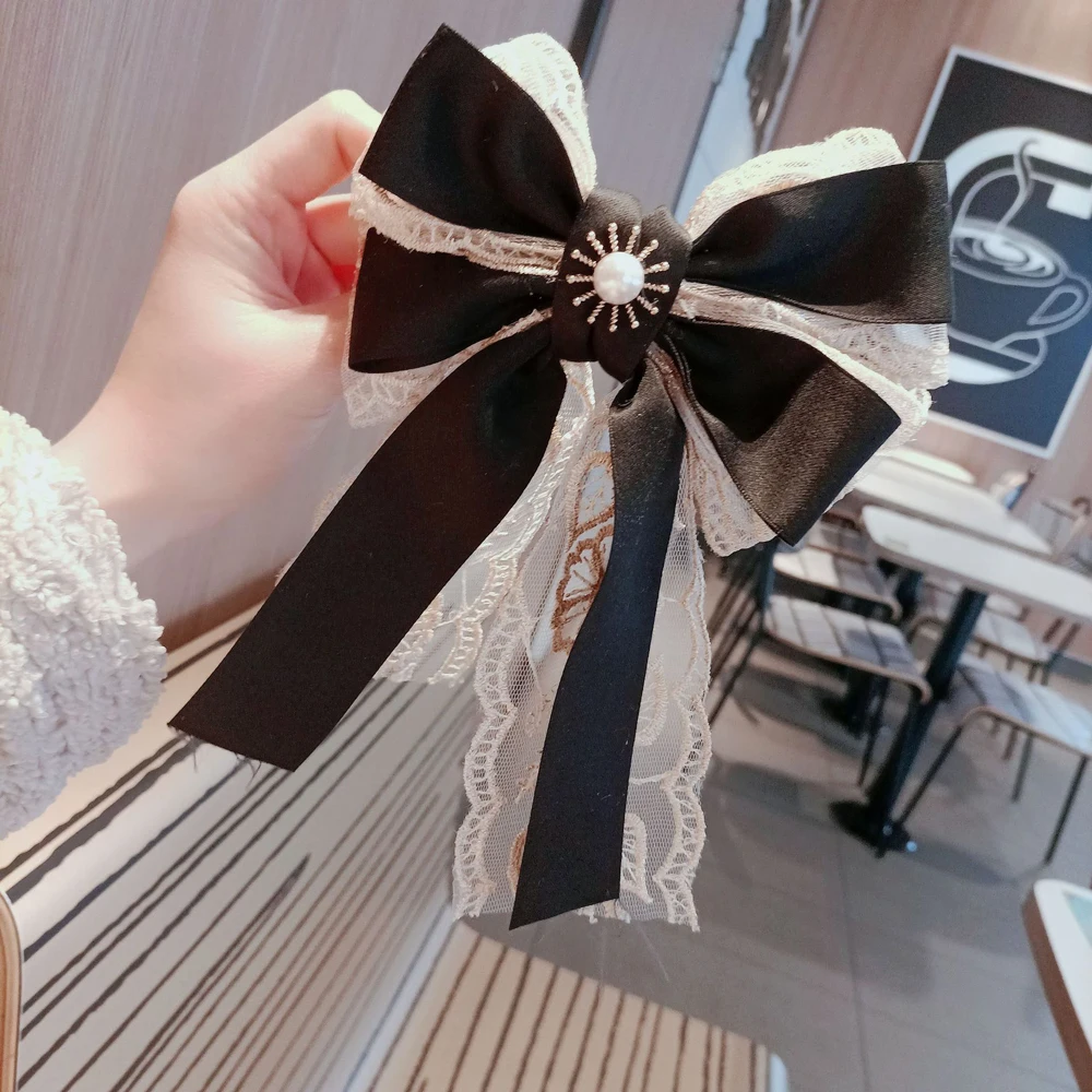 

Fashion Headwear Lace Ribbon Sweet Girls Ponytail Holder Pearl Barrette Bow Hair Clips Hair Accessories