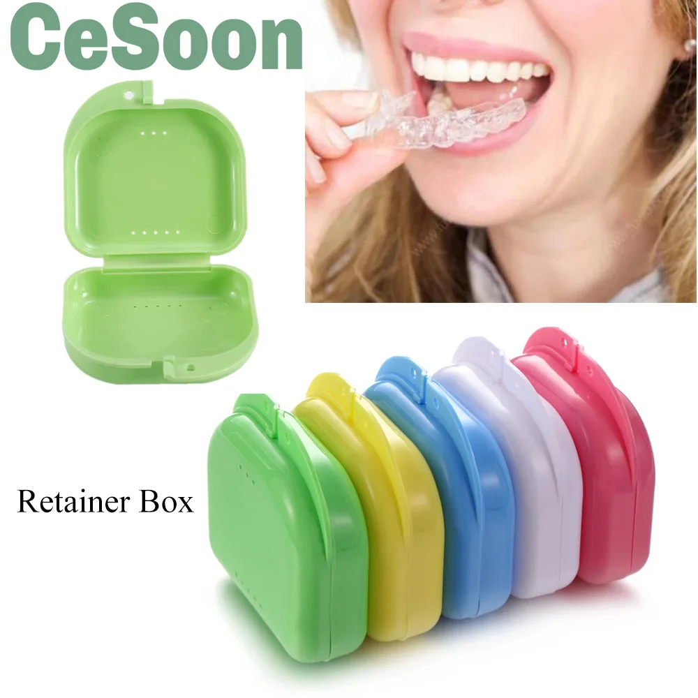 

5 Color Dental Orthodontic Retainer Case Mouthguards Plastic Storage Denture Box Oral Hygiene Supplies Teeth Container Organizer