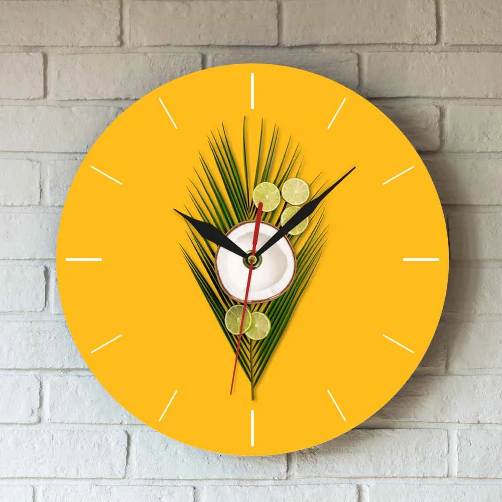 Тропическая Кокосовая пальма и лайм на желтом фоне Модные Акриловые Настенные