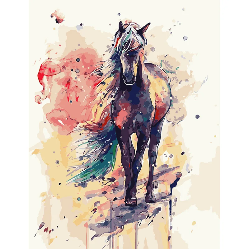 Акварель лошадь фотографии животных цифровая картина по номерам Новое Раскраска