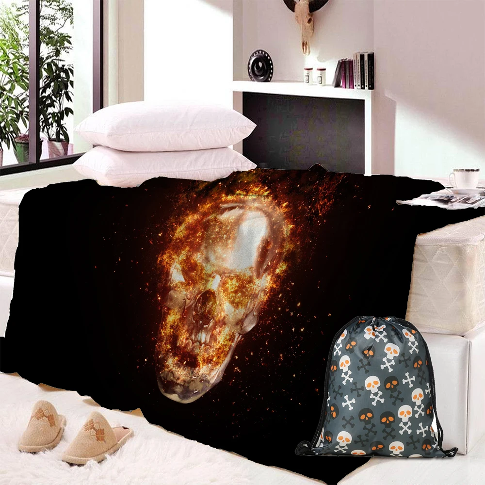 Флисовое покрывало с 3D принтом черепа для девочек дивана путешествий Прямая
