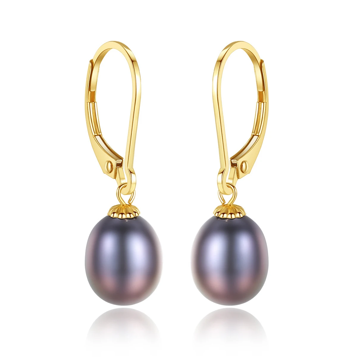 

8-9mm Pearl 18K Gold Simple Fashion Black Pearl Women's Earrings
