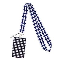 fd0648 checkerboard pattern keychain neckband lanyard usb id card badge holder mobile belt lanyard mobile phone accessories