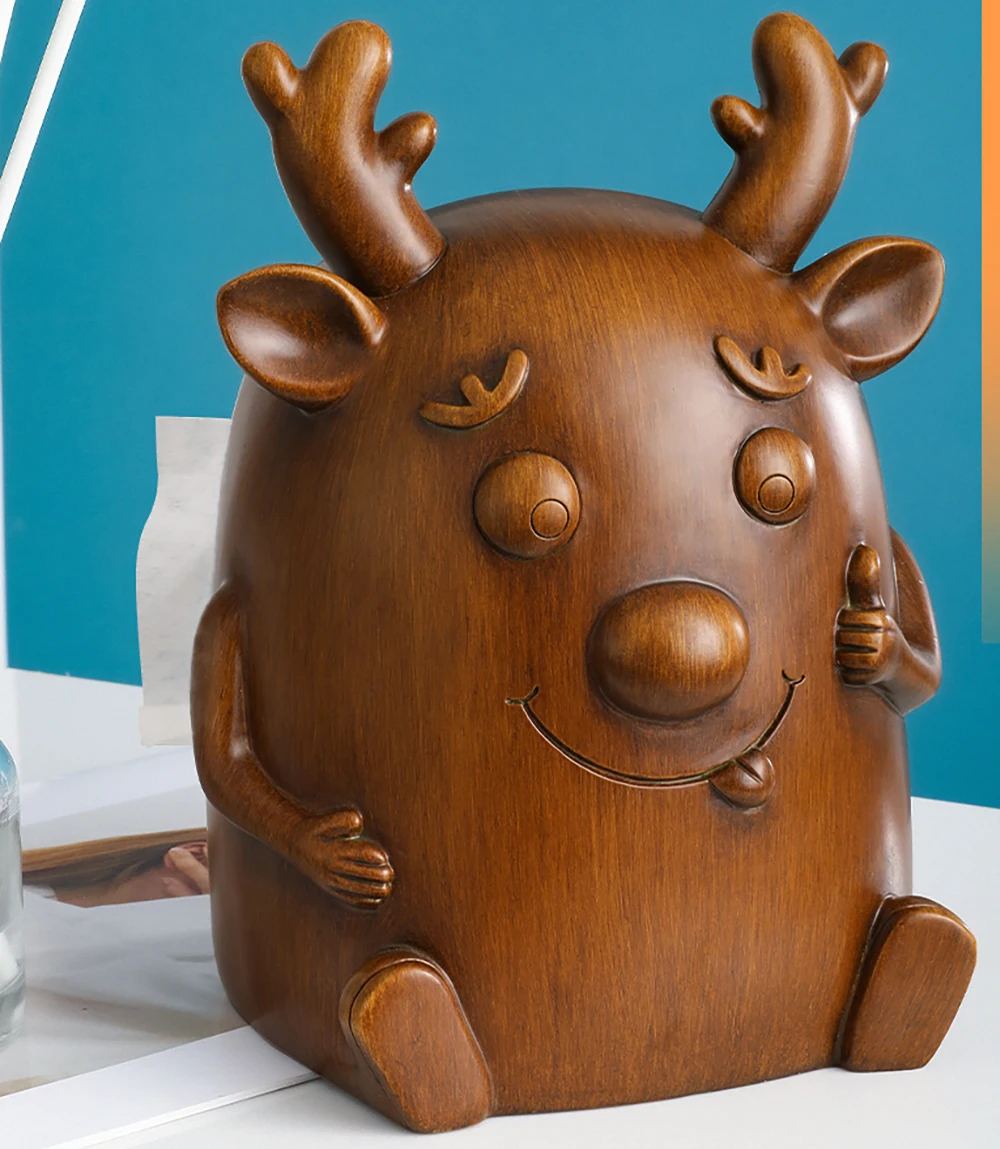 

Cute Deer Resin Sculpture Tissue Napkin Storage Box Home Decoration Statue Living Room Decor Figurine Office Decorative Ornament