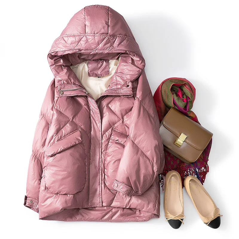 Новая зимняя Ультра Легкая белая куртка на утином пуху Женская тонкая Длинная