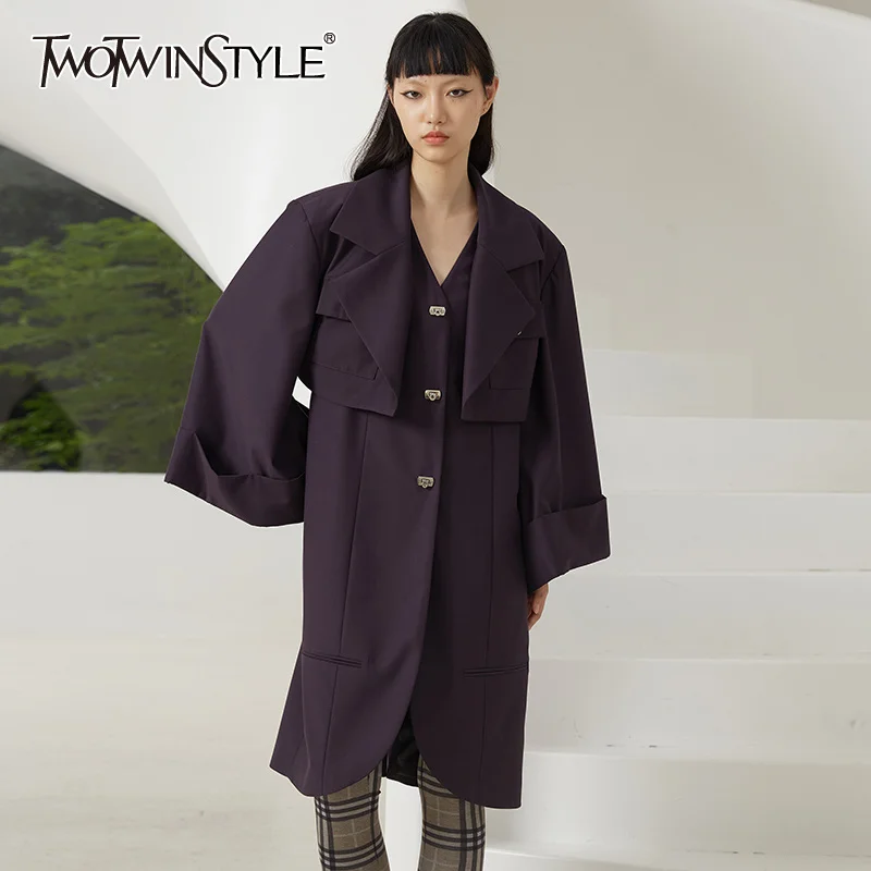 

Женский блейзер с длинным рукавом TWOTWINSTYLE, осенний, 2021