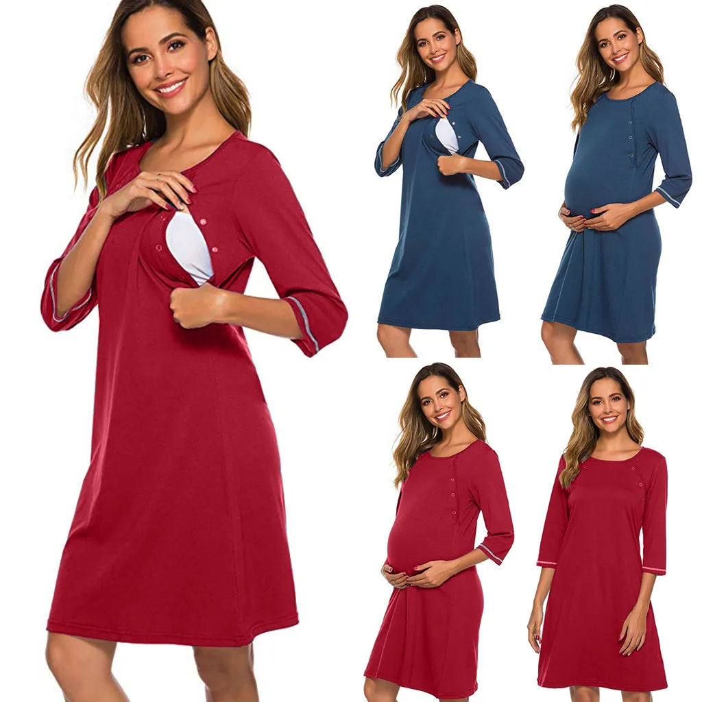 TELOTUNY женская ночная рубашка для кормящих мам одежда сна Повседневное платье