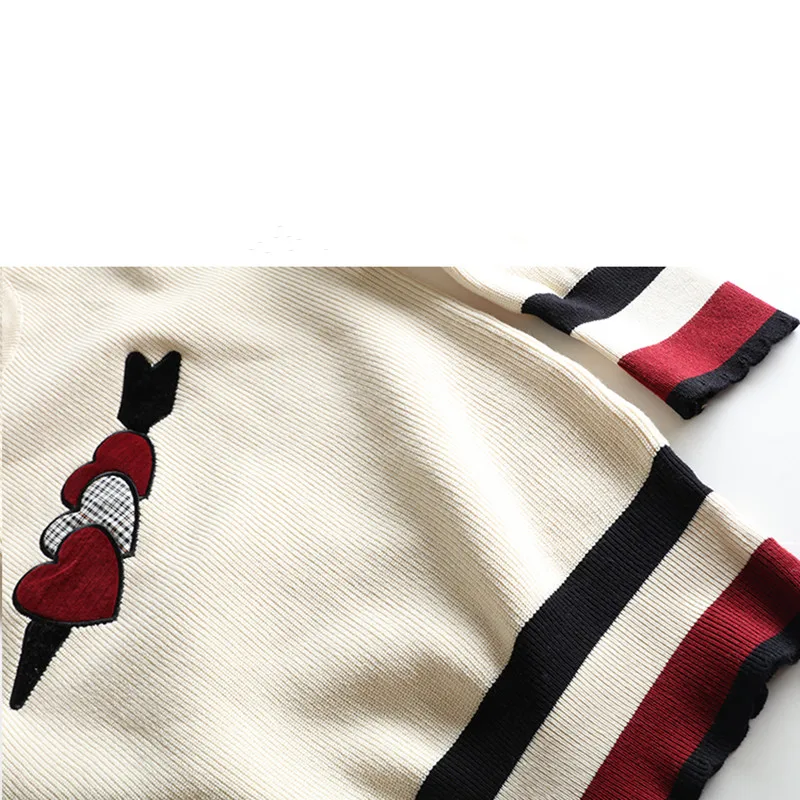 

Spring Women's Love Embroidery Knitted Sweater Round Neck Loose Fashion Casual 2021 Spring New