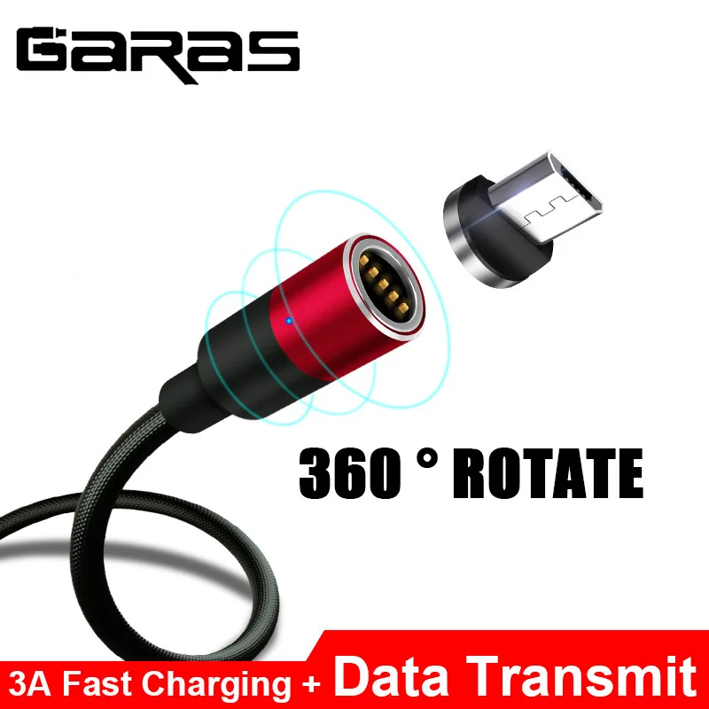 Магнитный кабель Micro USB Garas QC2.0 передачи данных для быстрой зарядки магнитное
