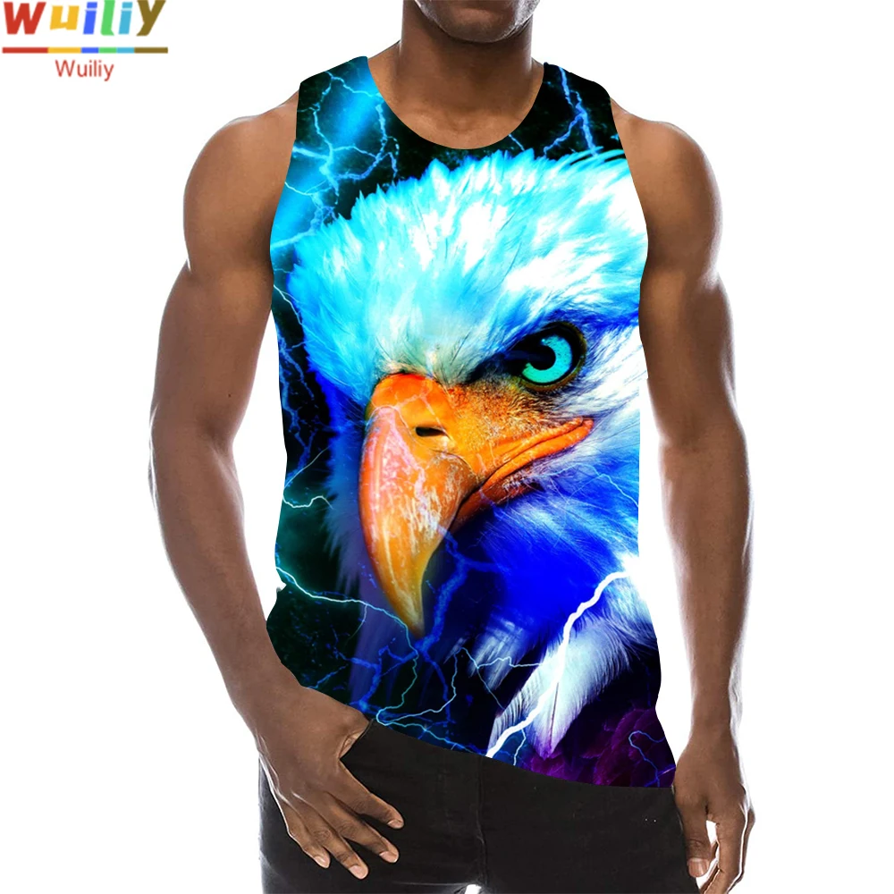 Мужская майка с 3d-рисунком голубого орла жилет без рукавов рисунком животных
