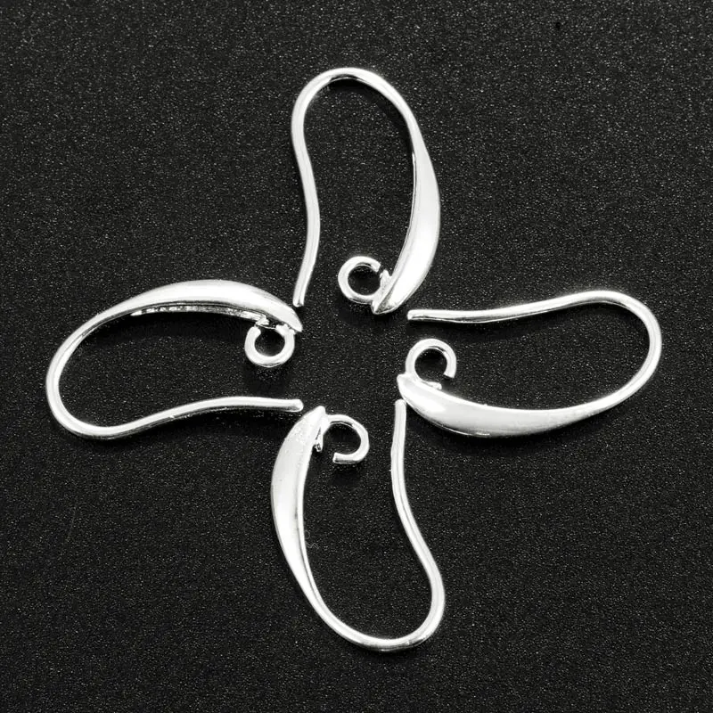 4 шт. (2 пары) Серебро Цвет 19 мм Европейский Ушные КРЮЧКИ БРОНЗА цвета розового