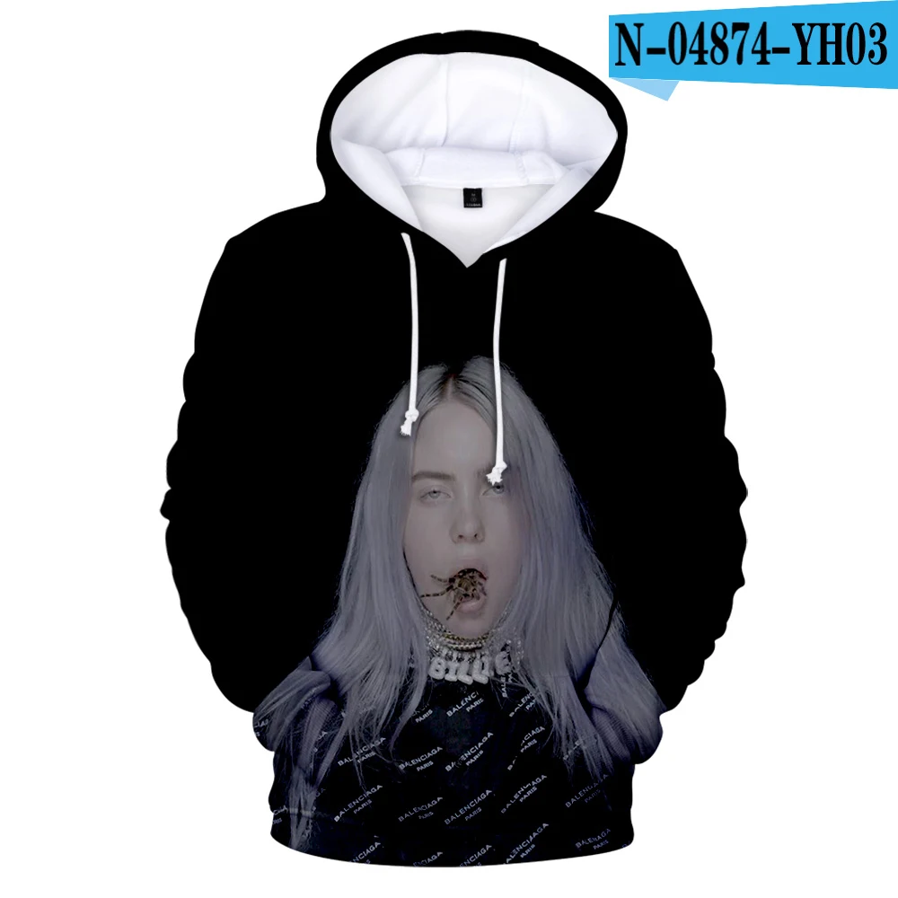 3D Оригинальные толстовки для мужчин и женщин Billie Eilish, толстовка с капюшоном, лидер продаж, осенне-зимняя модная одежда для мальчиков и девочек - Цвет: 3D