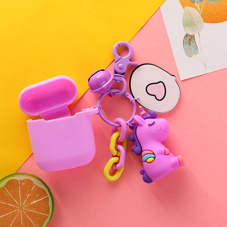 purple Милый декоративный силиконовый чехол с единорогом для Apple Airpods Air Pods, аксессуары, защитный чехол, чехол для наушников с Bluetooth - Цвет: purple