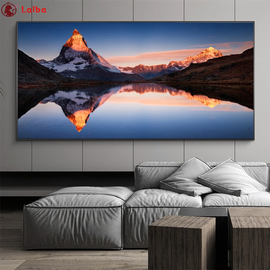 

pictures 5d diamond painting Nordic Snow Mountain Lake Landscape full novelty 2020 mosaic art diamond embroidery icons new hot