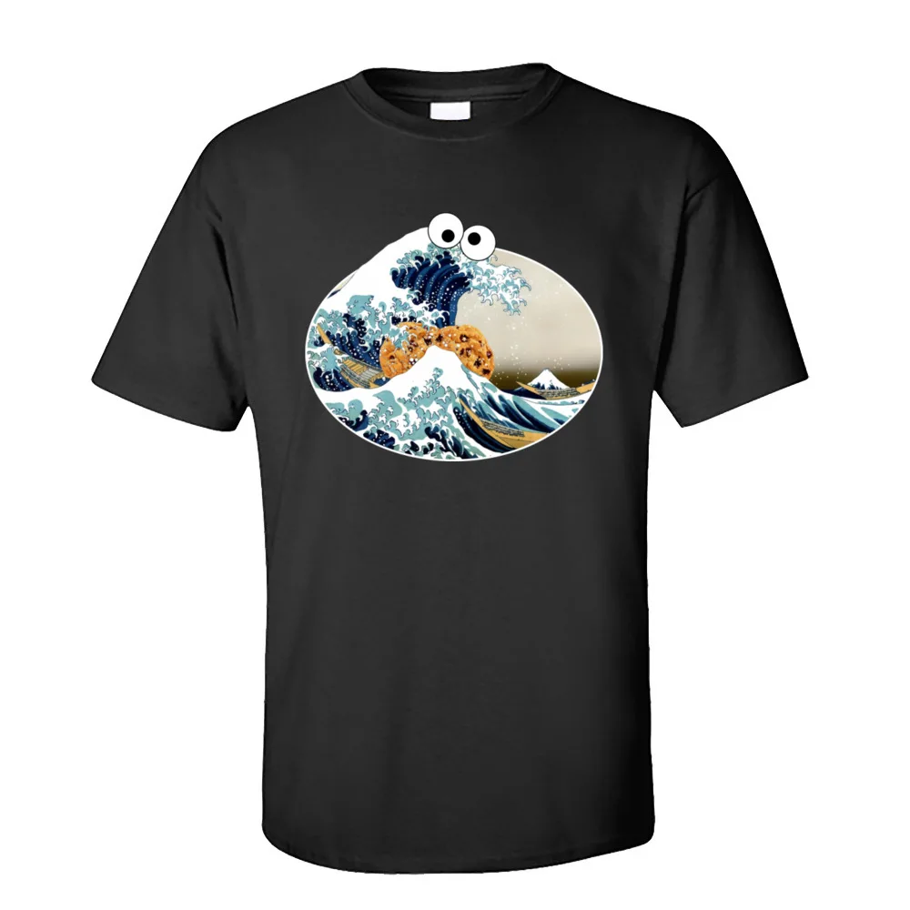 

Cool Men T-shirt Great Wave Cookie Monster New Arrival Mens Tshirt Short Sleeve Fabric Tops & Tees Birthday T Shirt