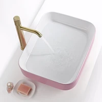 bathroom ceramic sinks lavabo pink sink basin washing hand basin free standing basin toilet sink for hotel with drainer