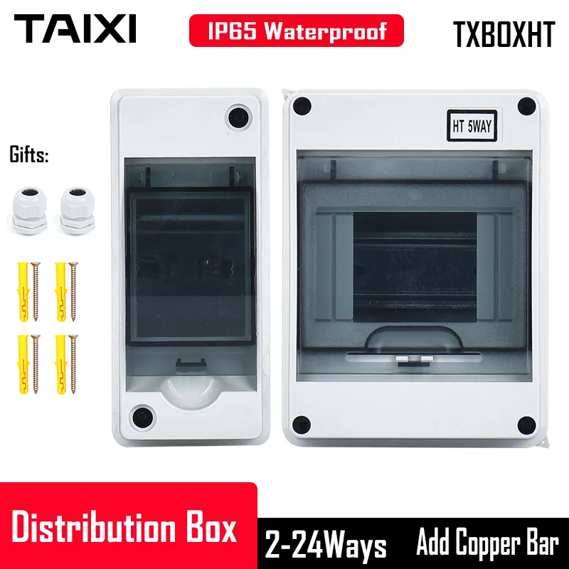 

1/2/5/6/8/12/15/18/20/24 Ways Distribution Box IP65 Waterproof MCB Outdoor Electric Junction Box Plastic Transparent Panel