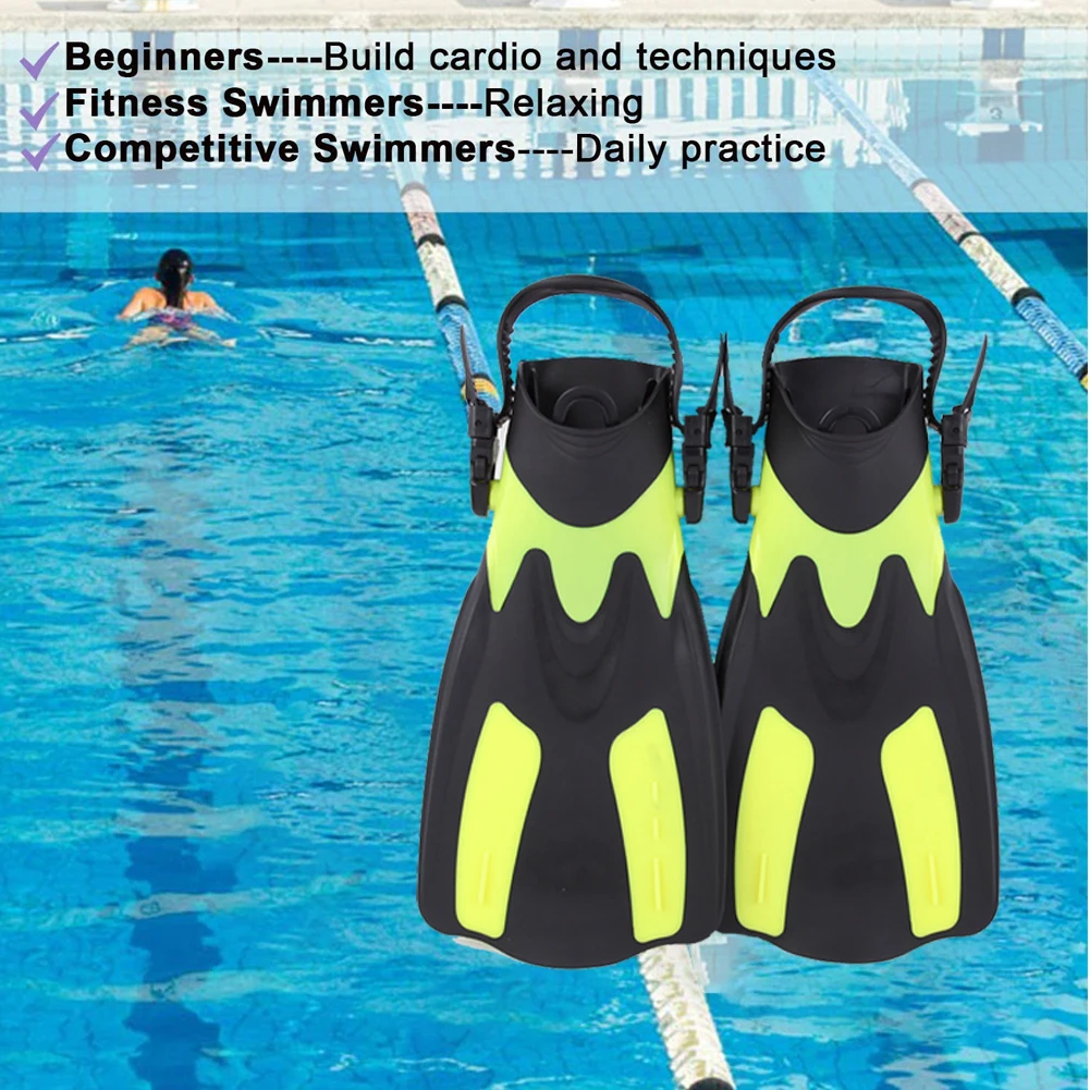 

Adjustable Swimming Fins Adult Snorkel Foot Flippers Diving Fins Beginner Water Sports Equipment Portable Diving Flippers