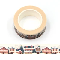 1pc 15mm x 10m christmas snow house washi tape scrapbook paper masking adhesive merry christmas washi tape