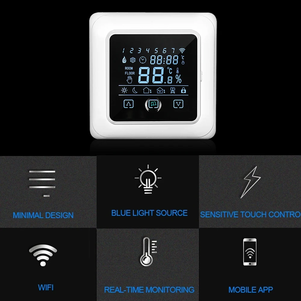 

16A Household Thermostat Weather Station Temperature Control with WIFI Heating with LCD Touch-screen For Floor Heating Boiler