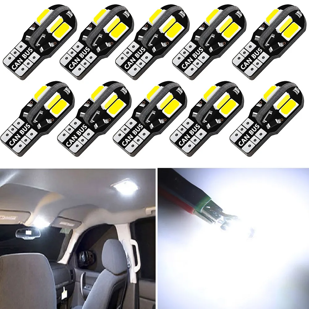 

10X LED W5W Canbus T10 12V White Car Interior Light Parking Lamp Bulb For Renault Duster Megane 2 3 Logan Clio Fluence Captur