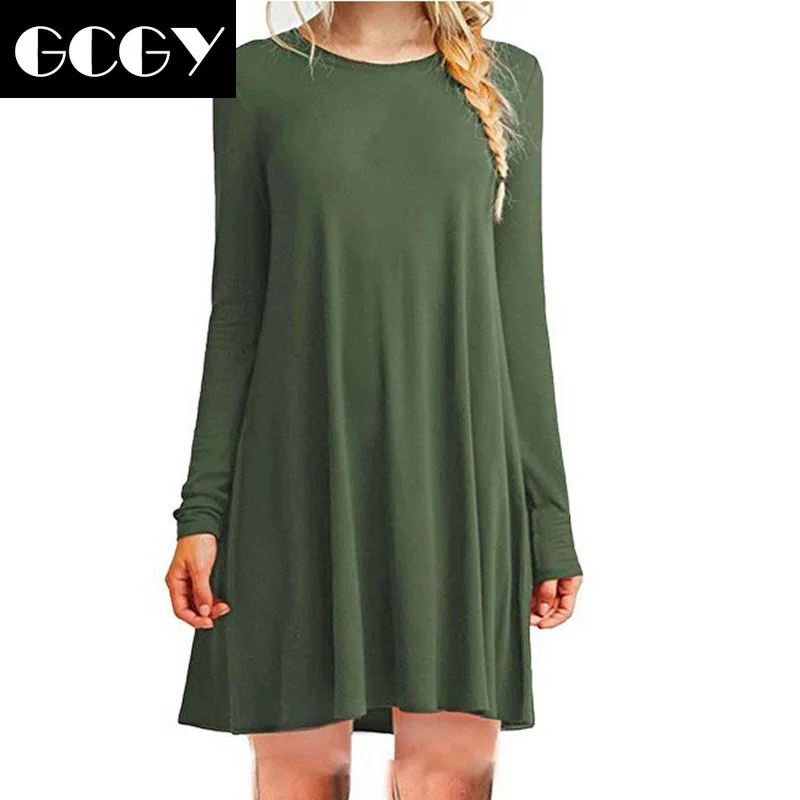 

GVGY High Quality Fashion Women Black Blue Dress Summer Short Sleeve O-Neck Casual Loose Dress Female Street Plus Size Dress