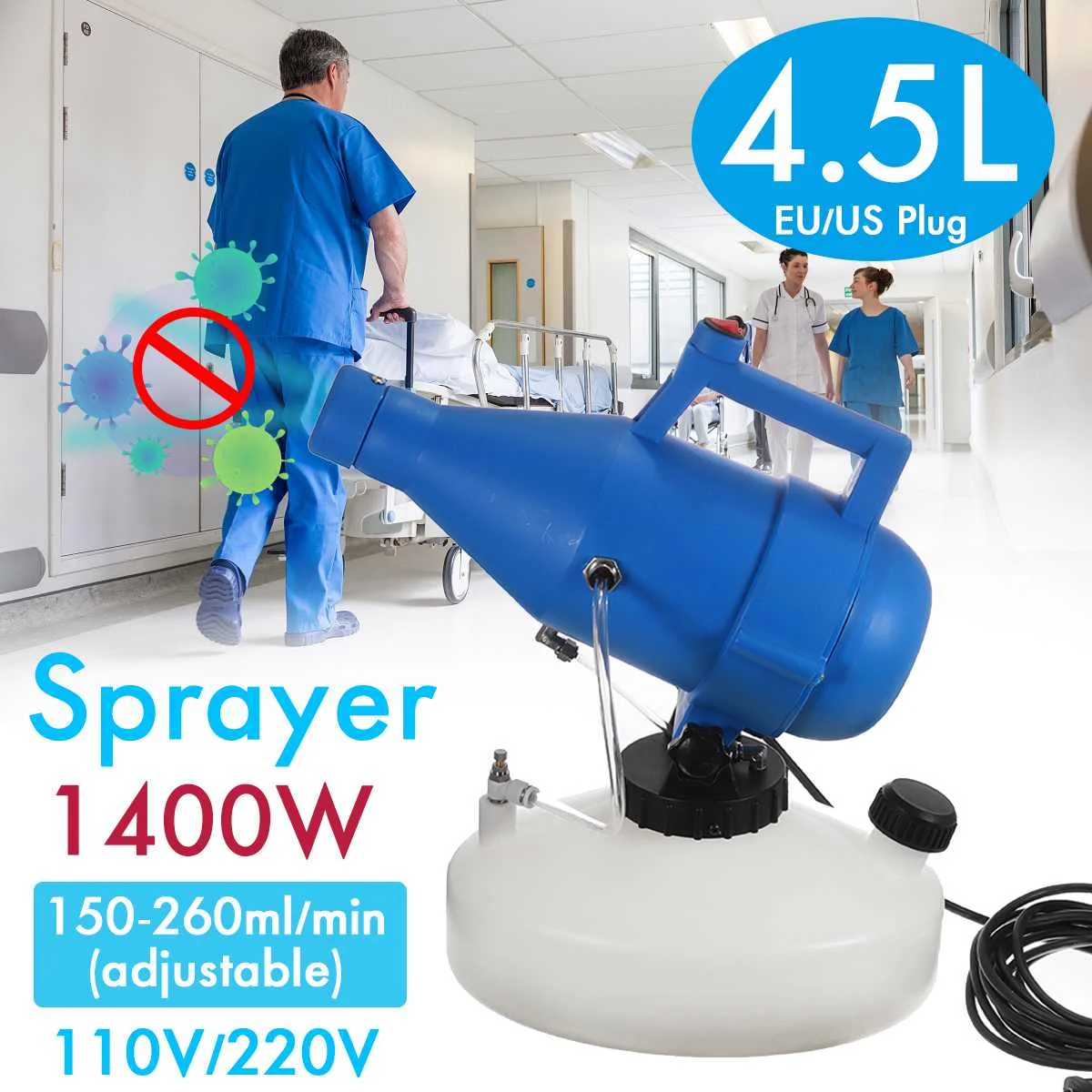 110V/220V 4.5L 1400W CE портативный Электрический ULV Fogger машина распылитель дезинфекция