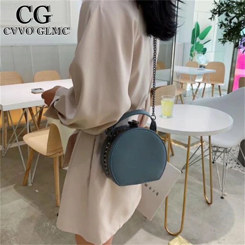 

Cvvo Glmc New Solid color PU Leather Round Crossbody Bags for Women 2021Luxury Trend Shoulder Cross Body Handbags Branded