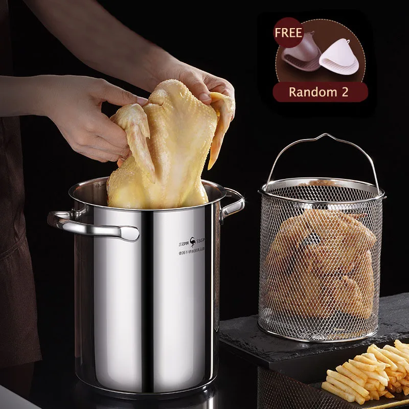 Кухонная фритюрница из нержавеющей стали 304 с фильтром для темпуры вареная