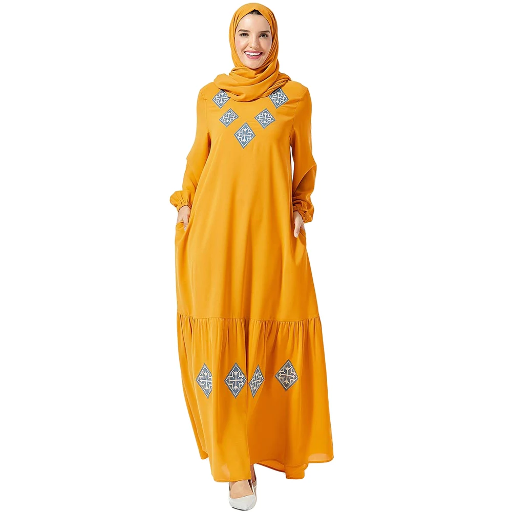 

Abaya Kaftan Muslim Women Long Dress Embroidery Maxi Robe Arab Jilbab Dubai Ramadan Islamic Clothing Turkish Eid Elbise Mubarak