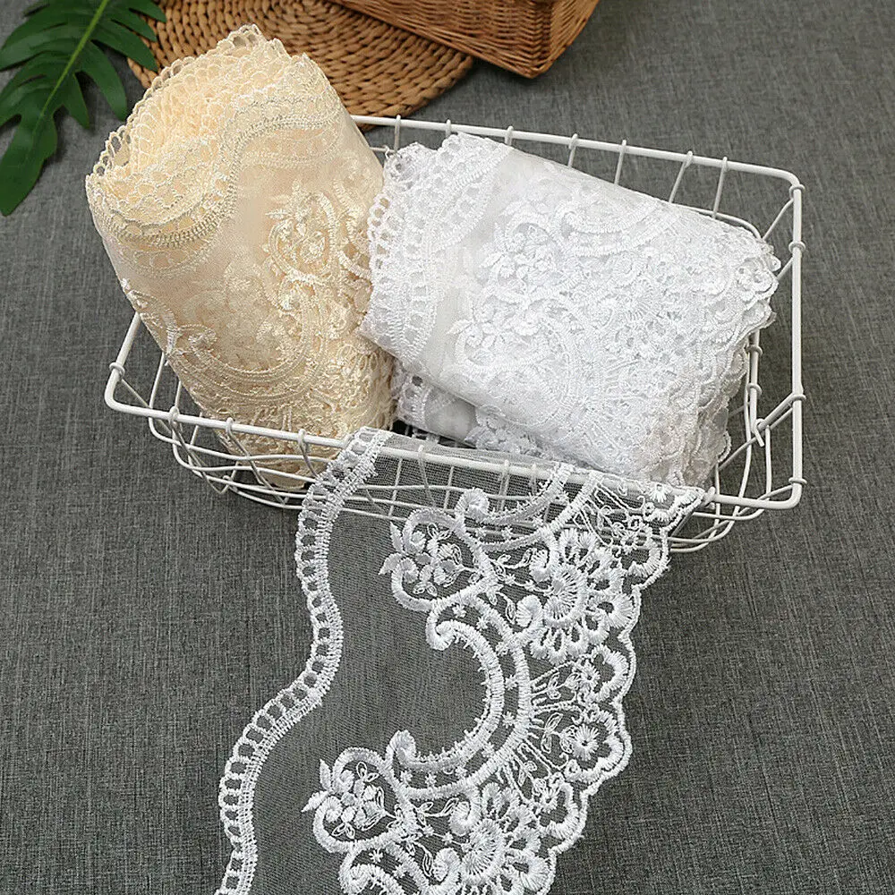 

15 Yard Embroidery Lace Trim Floral Ribbon Mesh Applique DIY Garment Sewing Craft J55