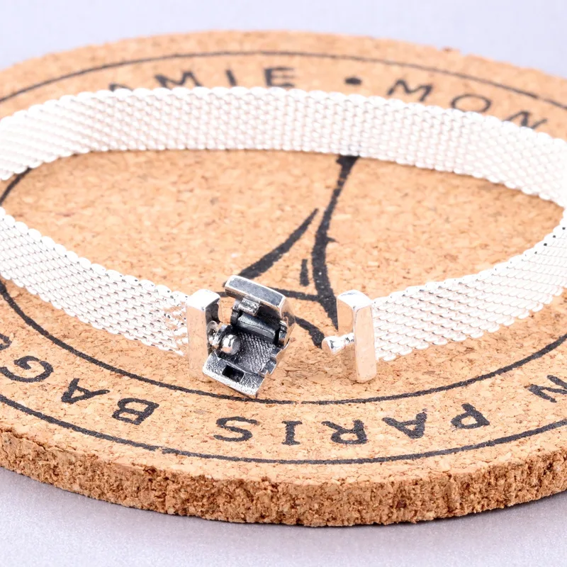 Новый оригинальный бусина серебряного цвета Шарм сетка змейка цепочка базовый