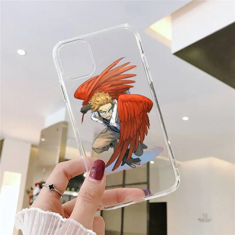 

Hawks Coat Anime Phone Case Transparent for iPhone 6 7 8 11 12 s mini pro X XS XR MAX Plus SE mobile bags