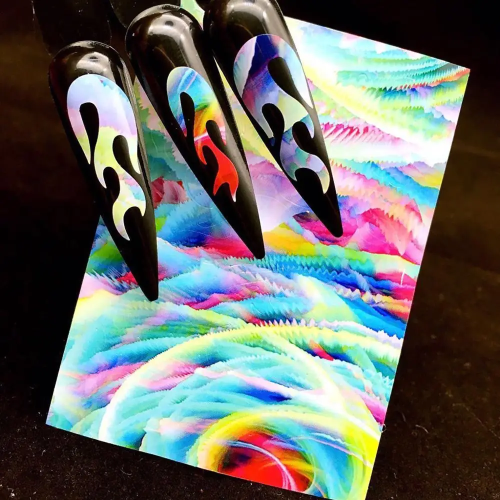 8pcs 16 штук наклейка с пламенем наклейки для ногтей отражающая лента клейкая пленка для украшения своими руками светоотражающие наклейки на ногти - Цвет: 8pcs