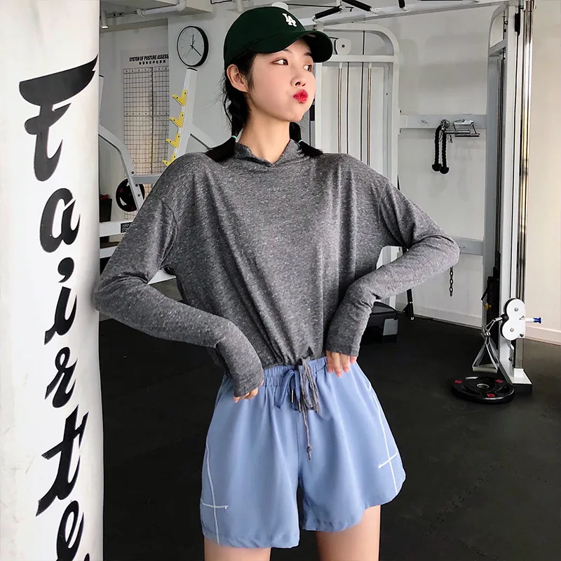 Annerun футболка с капюшоном женская спортивная блузка коротким пупком длинным