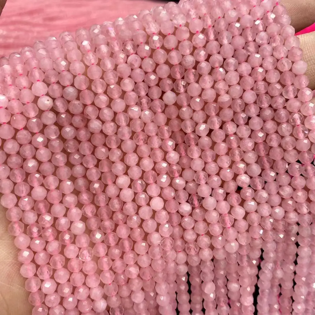 

Кристалл розового кварца 2 3 4 мм граненые круглые бусины из натурального камня 15 дюймов оптовые каменные бусины для изготовления ювелирных ...