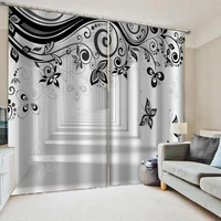 black and white curtains photo blackout window drapes luxury 3d curtains for living room bed room office hotel home