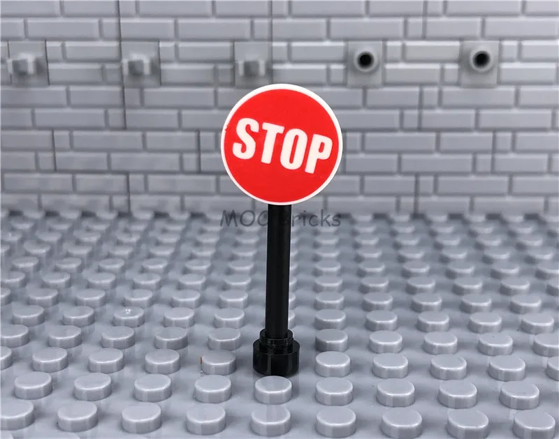 2sets/lot MOC Bricks City Street Road Sign with Antenna Edducational Building Blocks DIY kids Dolls Toys for children gifts | Игрушки и