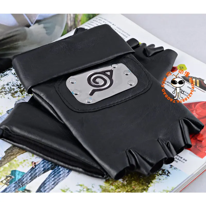 

Anime Kakashi Gloves PU Black Cosplay Props Unisex Adult