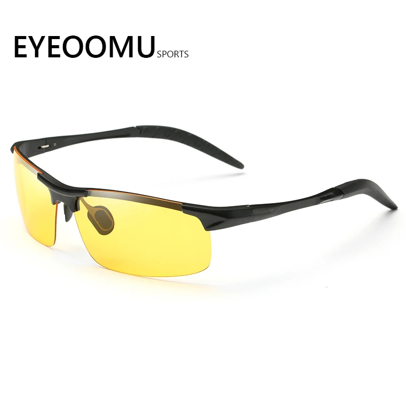 

EYEOOMU New Tactical Sunglasses Night Vision Lens Men Women Hunting Half Rim Aluminum Frame Outdoor Sport Fishing Driver Goggles