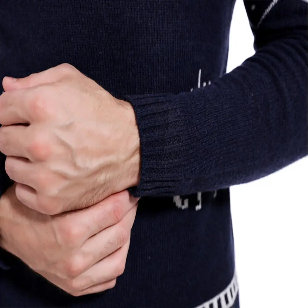 

2020 New Winter men's sweater Color Matching Deer Pattern Hollowed Out Round Collar Long Sleeve Pullovers Sweater For Men