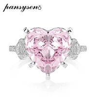 pansysen romantic 12mm heart 100 925 sterling silver sapphire simulated moissanite diamond wedding engagement ring fine jewelry
