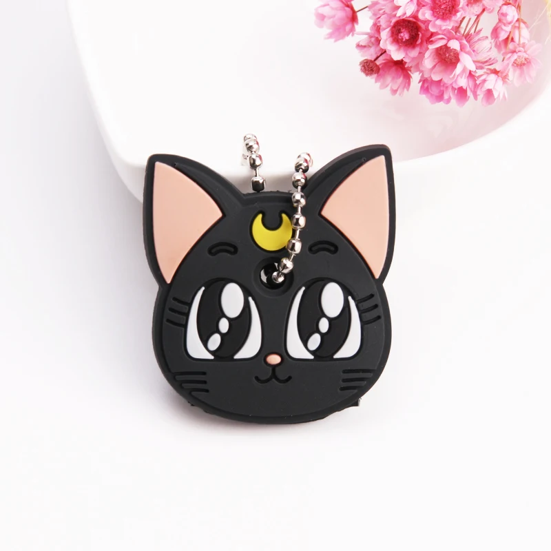 Cartoon Anime Cute Key Cover Cap Silicone Mickey Stitch Bear Keychain Women Gift Owl Porte Clef Minne Key Chain - Цвет: E05