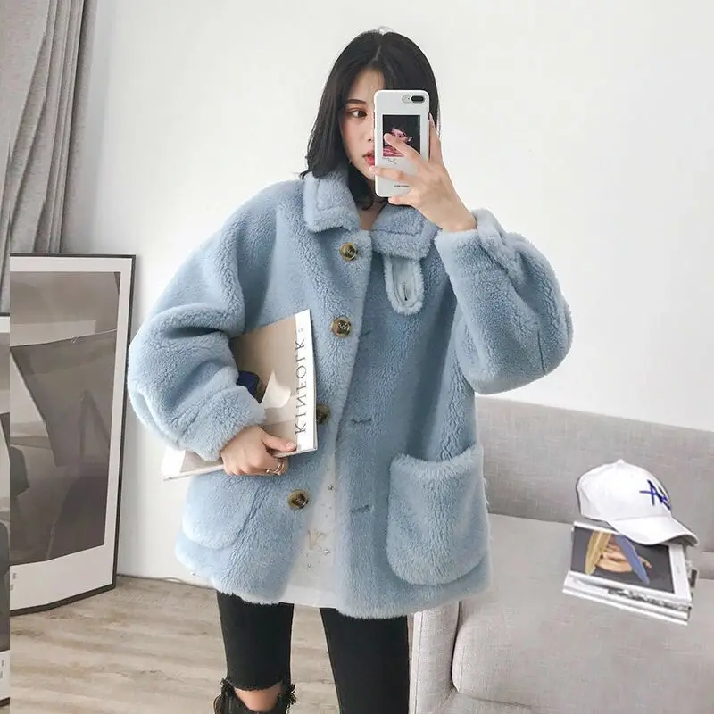 Новая женская зимняя куртка Модные плюшевые парки для женщин однобортное