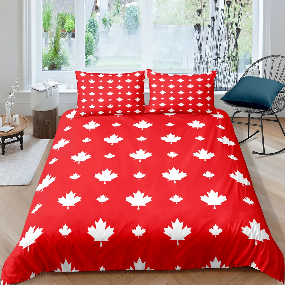 

Euro Happy Canada Day Bedding Map Leaf Printed Duvets Cover Comforter Bed Single Queen King Double 2P Home Bedcloth 220x240cm