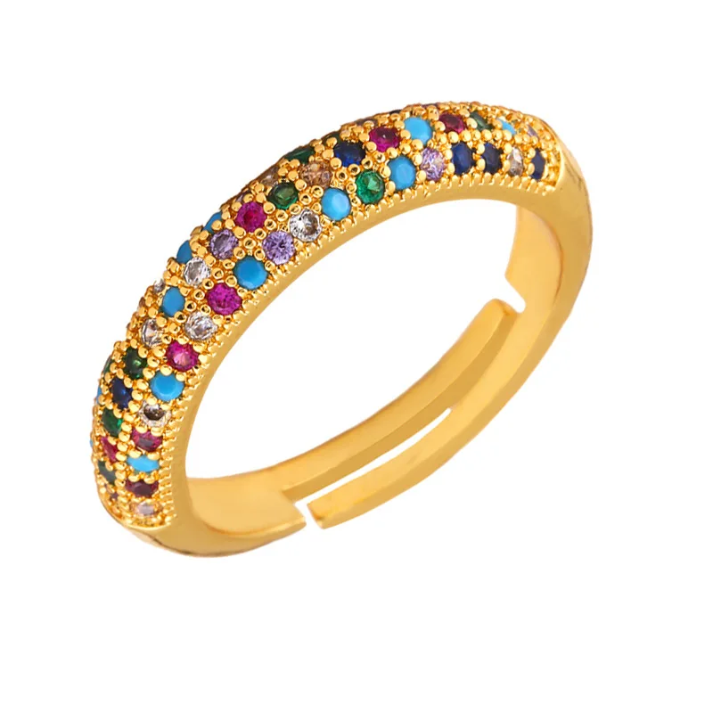 Colorful Crystal Adjustable Ring for Women Creative Gold Color Geometric Open Statement Ladies Fashion Gift Jewelry | Украшения и